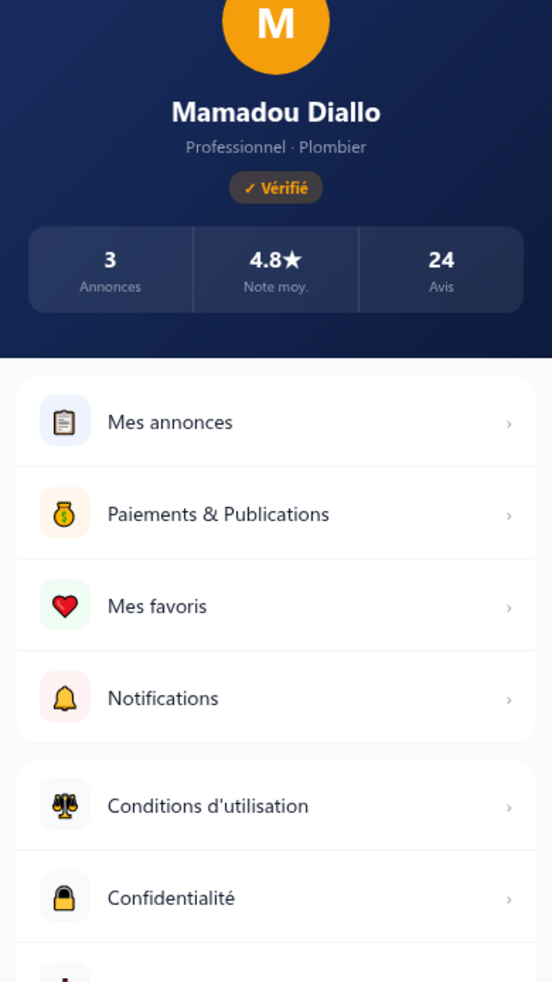 Profil utilisateur